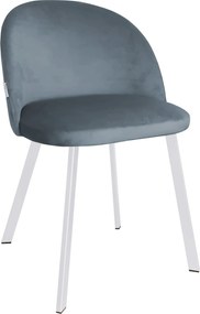 Krzesło Colin na metalowych nogach – nowoczesne i tapicerowane : Kolor nogi - Biały profil, Kolor tkaniny - VELVET - BL06, Typ siedziska - Siedzisko obrotowe 360°