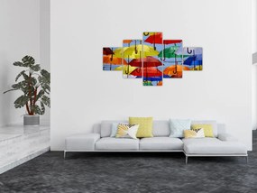 Obraz kolorowych parasoli (125x70 cm)