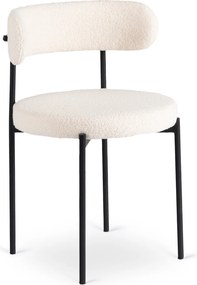 Krzesło Tapicerowane do Salonu TULSA Kremowe Boucle Nowoczesne