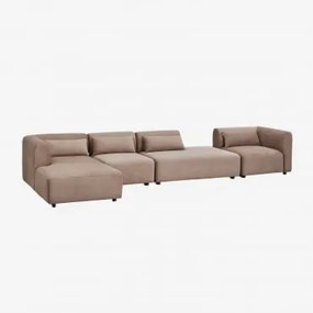 Sofa Modułowy Z Lewym Szezlongiem, 4-częściowy Z Otomanką Fogler Sztruks Brąz Karmelowy - Sklum