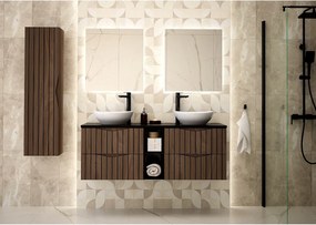 Zestaw Łazienkowy 140cm Szafka z Blatem Regał Ryflowane Fronty Dąb Orzech Stella