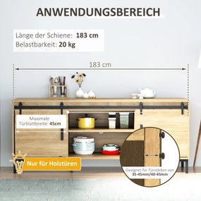 HOMCOM Zestaw do Pojedynczych Drzwi Przesuwnych Prowadnica Stal Węglowa Czarna | Aosom PL