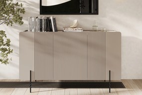 Komoda Malmi 150 cm - kaszmir / crema bianca / czarne nóżki