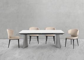 Stylowe krzesło do jadalni Serene, miękka beżowa tkanina, wygoda, solidne wykonanie, idealne do wnętrz z charakterem.