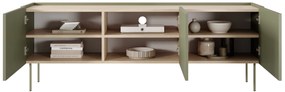 Szafka RTV Desin 170 cm z metalowymi nogami - oliwka / dąb nagano