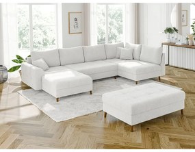 Biały podnóżek z materiału bouclé Ariella – Ropez