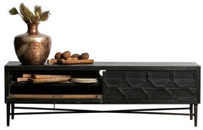 Czarna szafka pod TV z drewna z recyklingu 160x50 cm Bequest – BePureHome