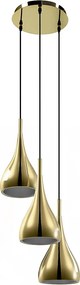 Lampa sufitowa z błyszczącego złotego metalu 3 klosze - szer. 36 x wys. 138 cm - OSARA