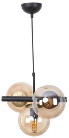 Żółto-czarna lampa wisząca ze szklanym kloszem ø 15 cm Cascade – Squid Lighting