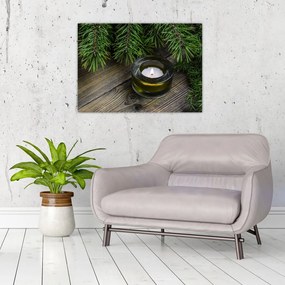 Obraz na szkle - świeca bożonarodzeniowa (70x50 cm)