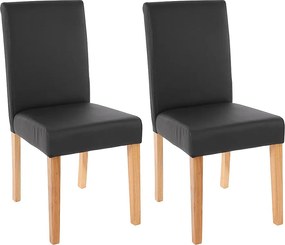 Zestaw 2 krzeseł do jadalni Littau ze sztucznej skóry,  imitacja skóry, czarny mat, jasne nogi