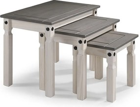 Zestaw stolików kawowych 3 szt. - drewno - sosna - MARIANA