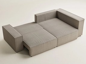 Beżowy sztruksowy rozkładany/ze schowkiem narożnik (prawostronny/w kształcie litery L) Tonga – Maison de Rêve