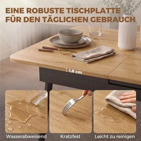 HOMCOM Rozkładany stół 130-160 cm, stół kuchenny z zaokrąglonymi rogami, Dąb | Aosom PL