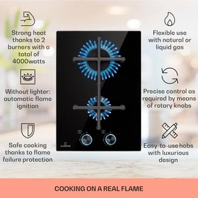 Klarstein Illuminosa 30cm Płyta gazowa 2 palniki Czarny