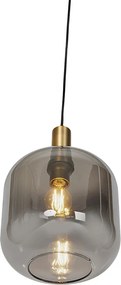 Designerska lampa wisząca czarna i złota z przydymionym szkłem - Zuzanna