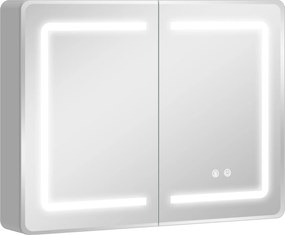 HOMCOM Szafka łazienkowa z lustrem LED, 60 x 80 cm, z funkcją odparowywania, regulowane oświetlenie w 3 kolorach | Aosom PL