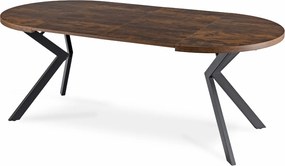 Zestaw Stół Okrągły Rozkładany LUKAS 100-250 cm Dąb Rustykalny/Czarny i 6 Krzeseł RICK Szarych Welurowych Nowoczesnych