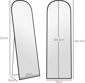 HOMCOM Duże lustro stojące całociałowe nowoczesny design czarna rama 50x1615 cm | Aosom PL