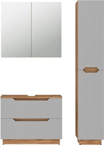 Zestaw mebli łazienkowych dąb/szary w paski 79.6x32x62.5 lotta