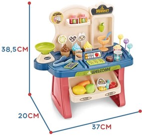 Woopie sklep supermarket wózek na zakupy lody słodycze + 40 akc.
