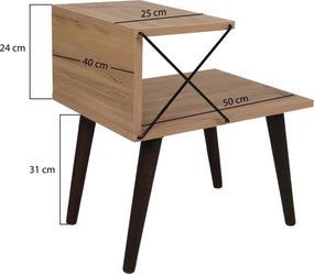 Szafka nocna KIVARO z metalowym detalem, sosna