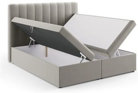 Szare łóżko boxspring ze schowkiem 180x200 cm Gina – Milo Casa