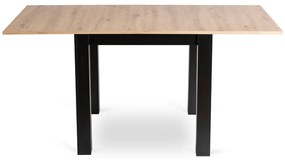 Zestaw Stół Kwadratowy Rozkładany MAX 80-160 cm Dąb Craft/Czarny i 6 Krzeseł Tapicerowanych CHRIS Beżowych Nowoczesnych