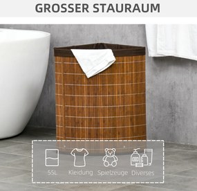 HOMCOM Kosz na pranie z pokrywą Brązowy Praktyczny i estetyczny 38x38x57cm | Aosom PL