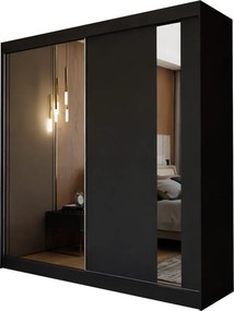 Szafa Przesuwna GRAZIA 200 cm z Lustrem Szafa Dwudrzwiowa Czarna