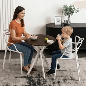 Stół Okrągły LAUREN 60 cm Orzech/Biały Loft Nowoczesny