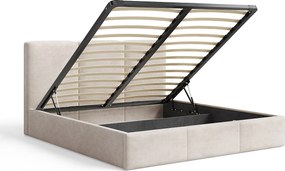 BESILIO Łóżko tapicerowane z pojemnikiem 120x200 Elora - Łóżko slim, ozdobne wezgłowie, stelaż metalowy- Jasnoszary