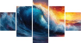 Obraz - Fala o zachodzie słońca (125x70 cm)