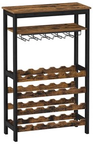 Wielofunkcyjny stojak na wino i kieliszki NAVARO brązowy/czarny