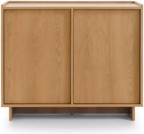 Komoda Vabres 98 cm dąb karmel nowoczesna stojąca 2 drzwi push to open skandynawska laminowana