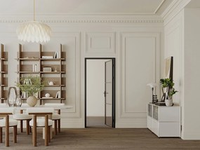 Drzwi kompletne dwustronne z aluminium i dymionego szkła hartowanego - wys. 204 x szer. 73 cm - Czarny - MASERU