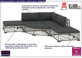 6-częściowy komplet wypoczynkowy na taras Dehab 6C - szary