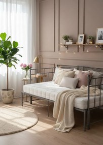 Czarne metalowe łóżko rozkładane 90x200 cm F5-E63