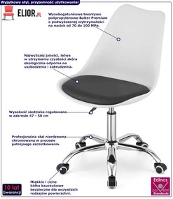 Biało-czarny młodzieżowy fotel do biurka obrotowy - Wioyra