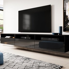 Szafka RTV uniwersalna ATENEO 270 cm do Salonu pod Telewizor - Czarny