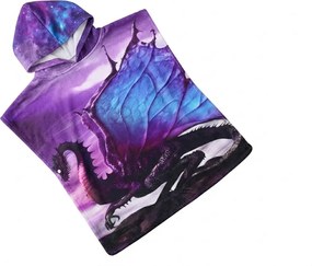 Dziecięce ponczo SMOK fioletowe Rozmiar: 60 x 120 cm