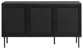 Czarna niska komoda w dekorze dębu 140x80 cm Pensacola – Unique Furniture