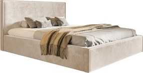 Łóżko sypialniane 160x200 cm Kyoto, pojemnik i stelaż metalowy - łóżko w aksamitnej tkaninie, beżowy (Amor Velvet 4304)