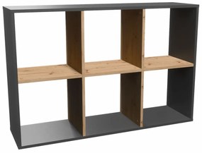 Nowoczesny regał do salonu antracyt + dąb artisan - Atela 4x