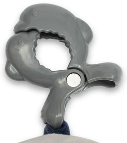 Baby Mix Pluszowa zabawka dla dzieci z mechanizmemmuzycznym i klipsem Miś niebieski, 24 cm