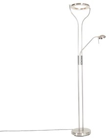 Nowoczesna lampa podłogowa stalowa z ramieniem do czytania w tym LED i ściemniacz - Divo Nowoczesny Oswietlenie wewnetrzne