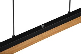 Lampa wisząca LED w kolorze matowej czerni z drewnianym kloszem Kerala – Trio