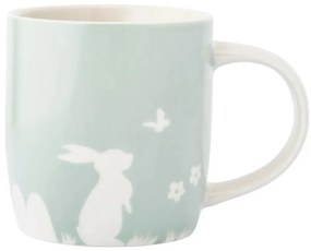 Altom Porcelanowy kubek Zając z motylem, 360 ml,zielony