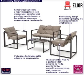 Beżowy zestaw ogrodowy sofa + 2 fotele + ława - Zovo