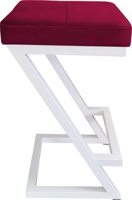 Hoker ZETA krzesło barowe tkanina Welur podstawa metalowa LOFT : Kolor Stelaża - Biały, Kolor tkaniny - VELVET - MG31